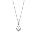 Nautical Anchor and Rope Pendant in White Gold