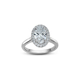 Oval-Shaped Lab-Grown Diamond Halo Engagement Ring in White Gold Front View