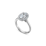Oval-Shaped Lab-Grown Diamond Halo Engagement Ring in White Gold Side View