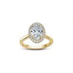 Oval-Shaped Lab-Grown Diamond Halo Engagement Ring in Yellow Gold Front View