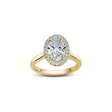 Oval-Shaped Lab-Grown Diamond Halo Engagement Ring in Yellow Gold Front View