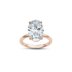 Oval-Shaped Lab-Grown Diamond Hidden Halo Solitaire Engagement Ring in Rose Gold Front View