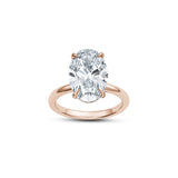Oval-Shaped Lab-Grown Diamond Hidden Halo Solitaire Engagement Ring in Rose Gold Front View