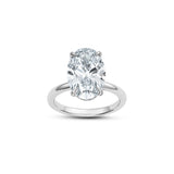 Oval-Shaped Lab-Grown Diamond Hidden Halo Solitaire Engagement Ring in White Gold Front View