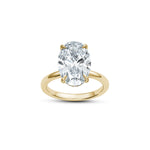 Oval-Shaped Lab-Grown Diamond Hidden Halo Solitaire Engagement Ring in Yellow Gold Front View