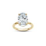 Oval-Shaped Lab-Grown Diamond Hidden Halo Solitaire Engagement Ring in Yellow Gold Front View