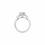 Oval and Pear Cut Lab-Grown Diamond Three-Stone Engagement Ring in White Gold Side View