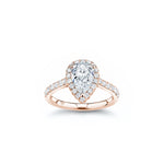 Pear-Shaped Diamond Halo Engagement Ring in Rose Gold