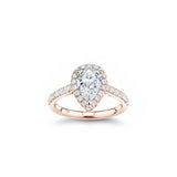 Pear-Shaped Diamond Halo Engagement Ring in Rose Gold