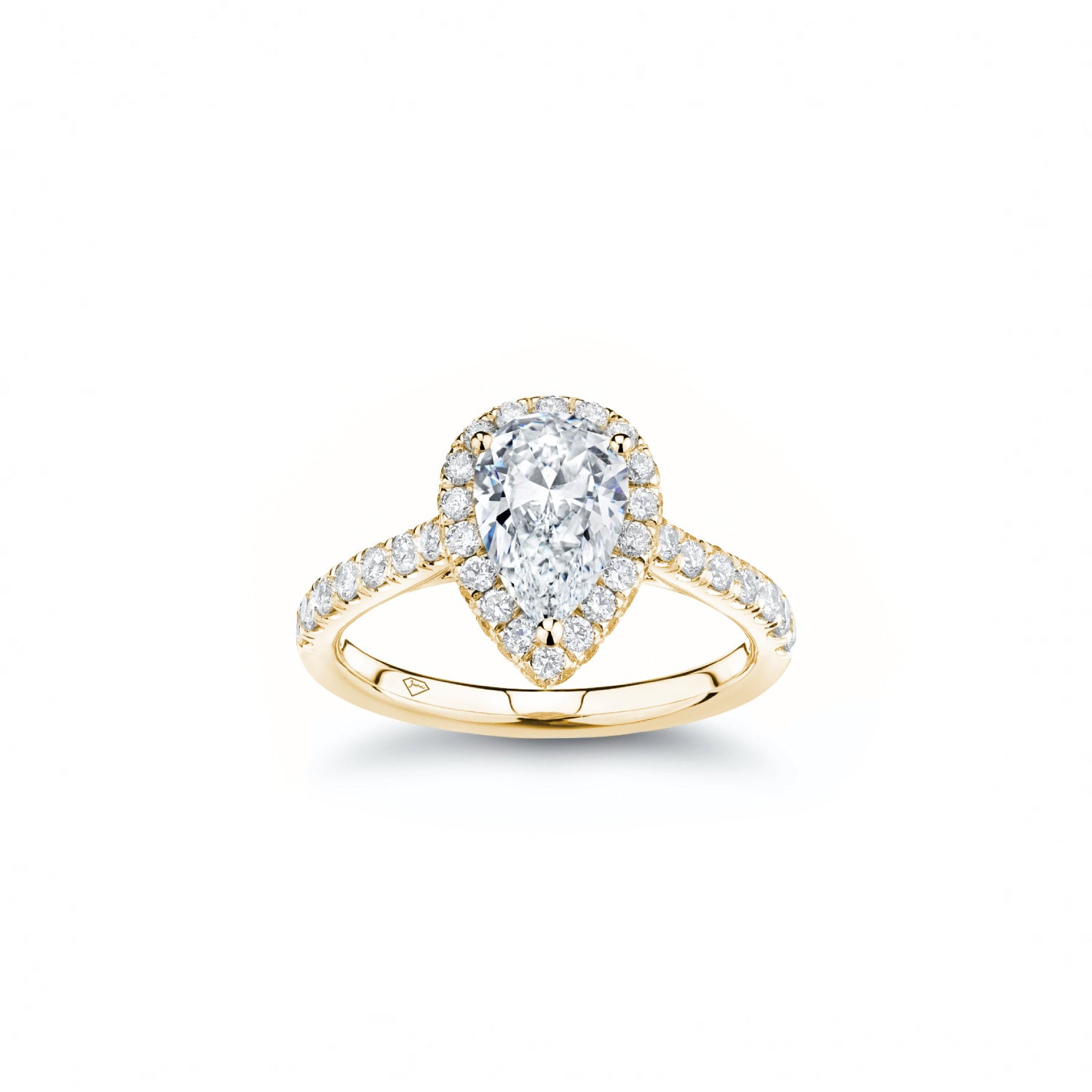 Pear-Shaped Diamond Halo Engagement Ring in Yellow Gold
