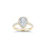 Pear-Shaped Diamond Halo Engagement Ring in Yellow Gold