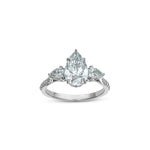 Pear-Shaped Lab-Grown Diamond Three-Stone Engagement Ring in White Gold Front View