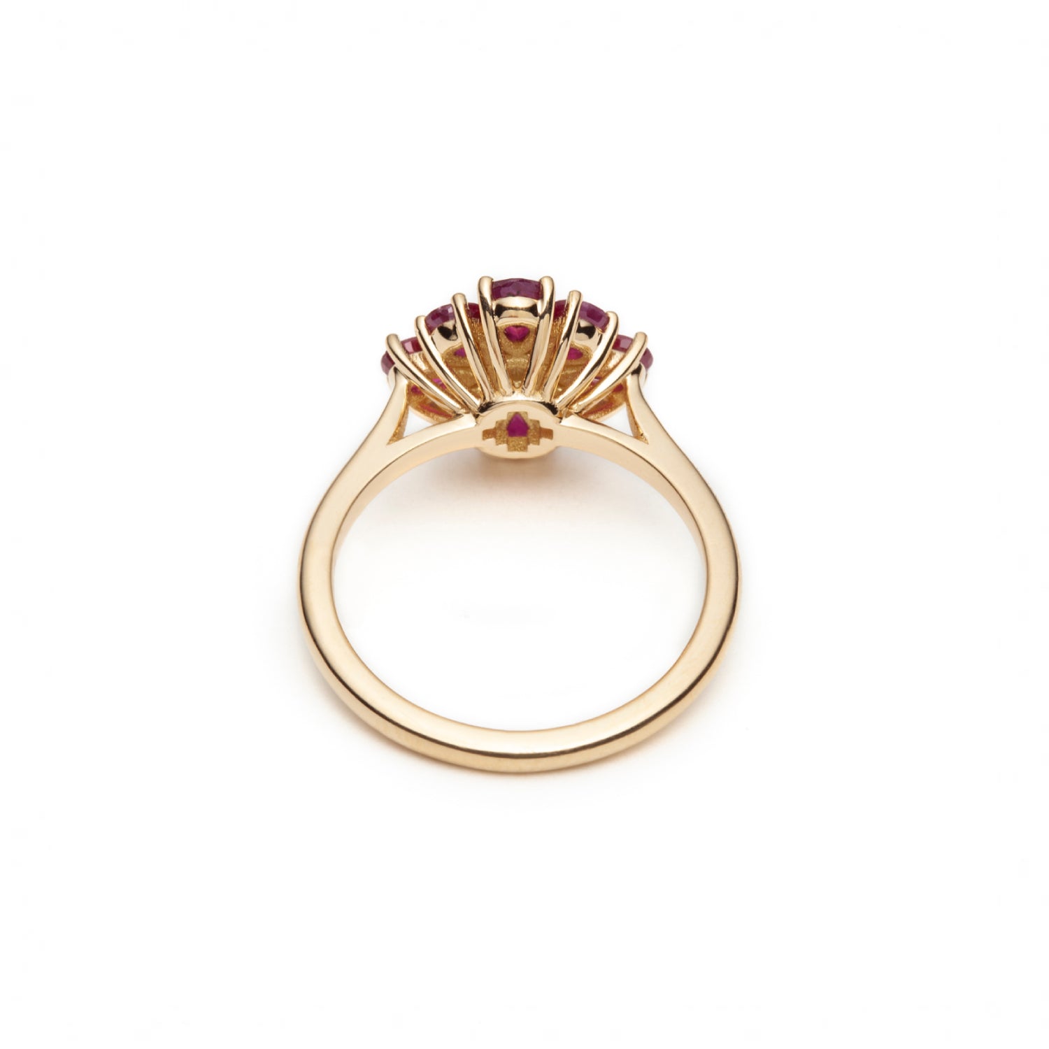 Pear-Shaped Ruby and Round Brilliant Cut Diamond Flower Ring Gallery View