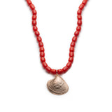 Pearl and Coral Seashell Necklace in Rose Gold Back View