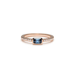 Radiant Cut Blue Sapphire Diamond Pavé Stackable Ring in Rose Gold