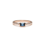 Radiant Cut Blue Sapphire Diamond Pavé Stackable Ring in Rose Gold
