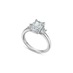 Radiant and Trapezoid Cut Lab-Grown Diamond Three-Stone Engagement Ring in White Gold Side View