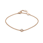 Round Brilliant Cut Diamond Bezel Chain Bracelet in Rose Gold