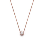 Round Brilliant Cut Diamond Bezel Necklace in Rose Gold