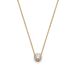 Round Brilliant Cut Diamond Bezel Necklace in Yellow Gold