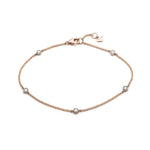 Round Brilliant Cut Diamond Bezel Station Bracelet in Rose Gold