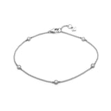 Round Brilliant Cut Diamond Bezel Station Bracelet in White Gold