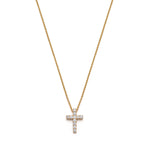 Round Brilliant Cut Diamond Cross Pendant Necklace in Yellow Gold