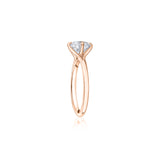 Round Brilliant Cut Diamond East-West Solitaire Engagement Ring in Rose Gold Side View