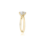 Round Brilliant Cut Diamond East-West Solitaire Engagement Ring in Yellow Gold Side View