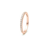 Round Brilliant Cut Diamond French V-Split Set Half-Eternity Ring in Rose Gold Side View 