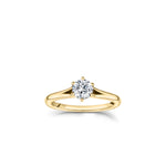Round Brilliant Cut Diamond Split Shank Solitaire Engagement Ring in Yellow Gold