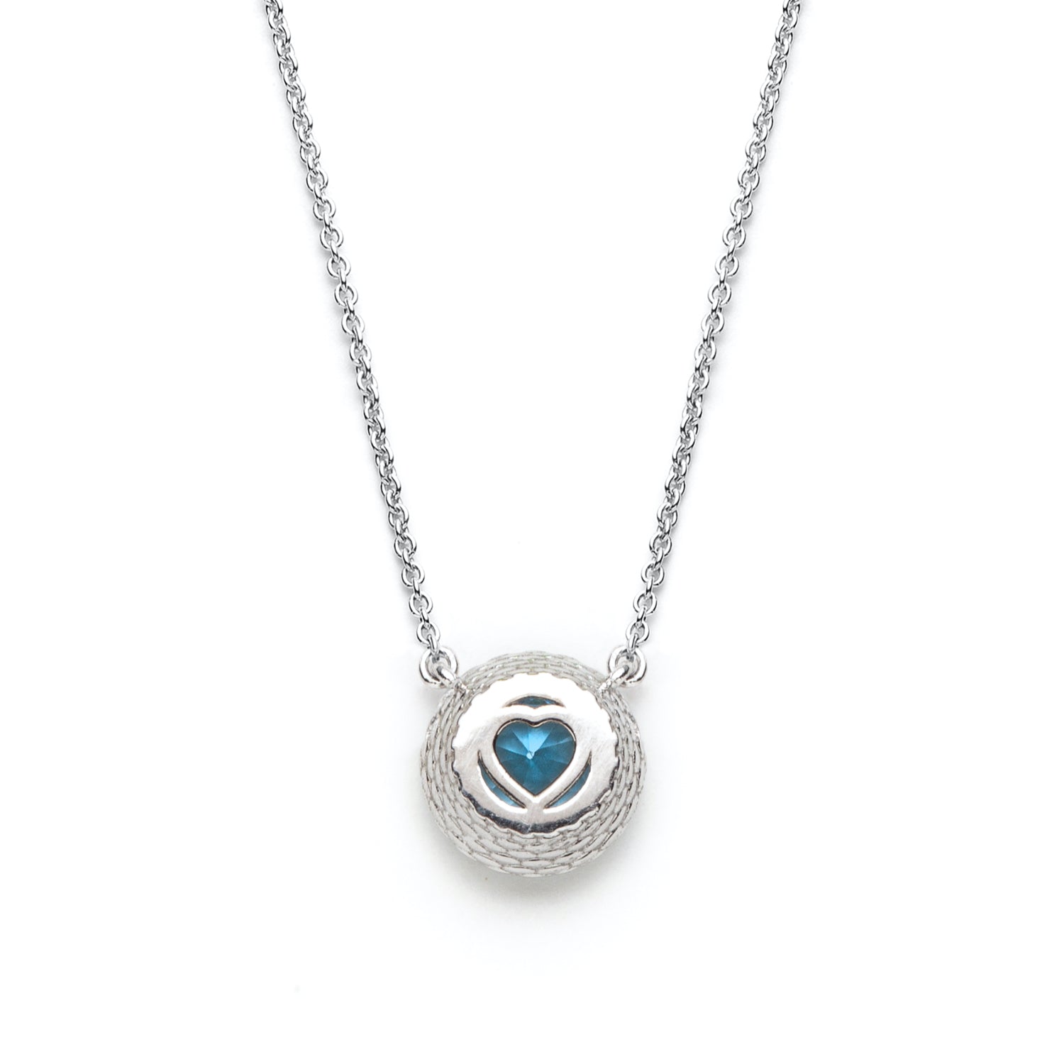 Round Cut Aquamarine Diamond Halo Necklace Gallery View