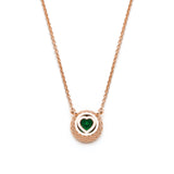 Round Cut Emerald Bezel Necklace in Rose Gold Gallery View