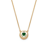 Round Cut Emerald Bezel Necklace in Yellow Gold Gallery View