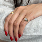 Round Brilliant Cut Diamond Bezel Set Pinky Signet Ring on a Hand