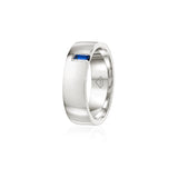 Sapphire Accent Polished Finish Comfort Fit 8-9 mm Wedding Ring in Platinum