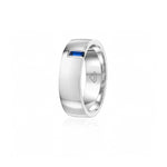 Sapphire Accent Polished Finish Comfort Fit 8-9 mm Wedding Ring in White Gold