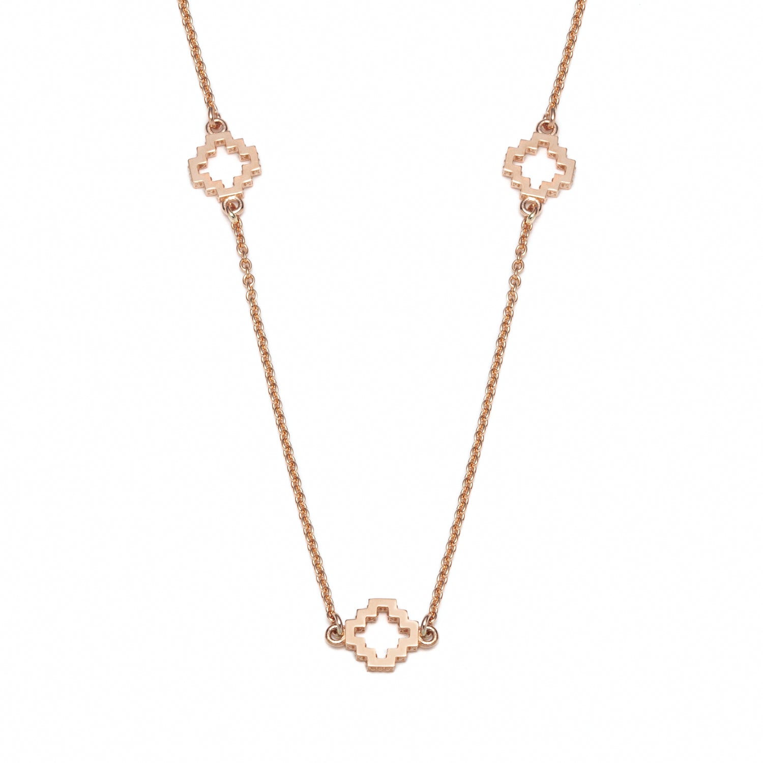 Seven Mini Step Motif Necklace in Rose Gold