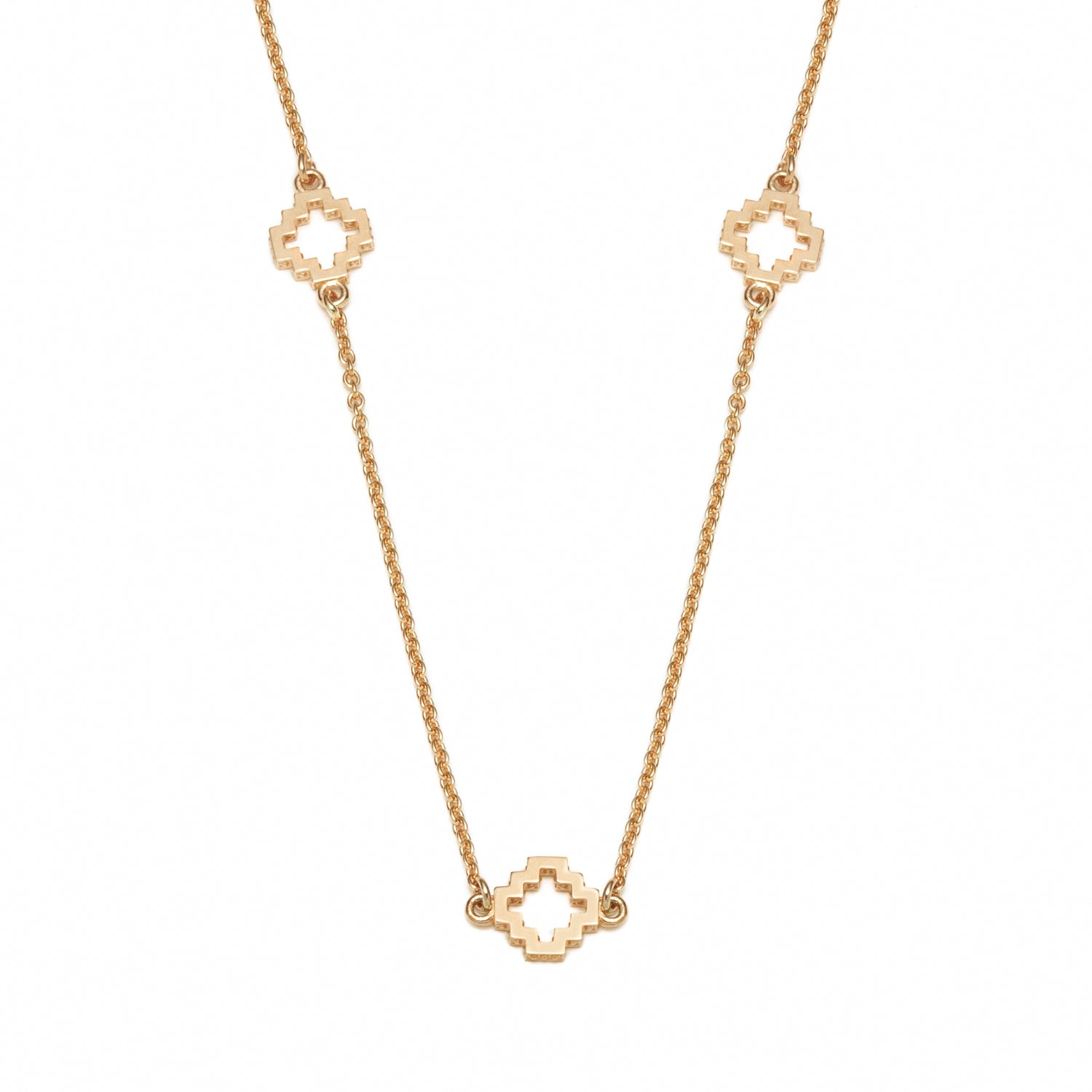 Seven Mini Step Motif Necklace in Yellow Gold