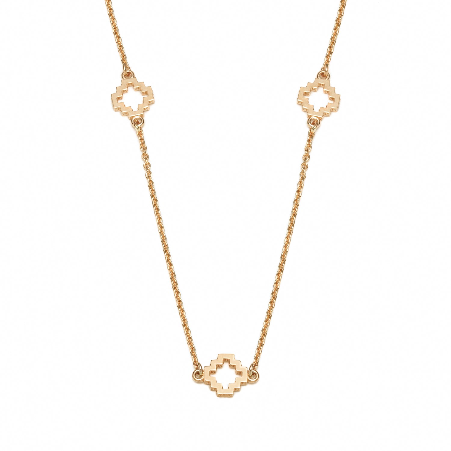 Seven Mini Step Motif Necklace in Yellow Gold