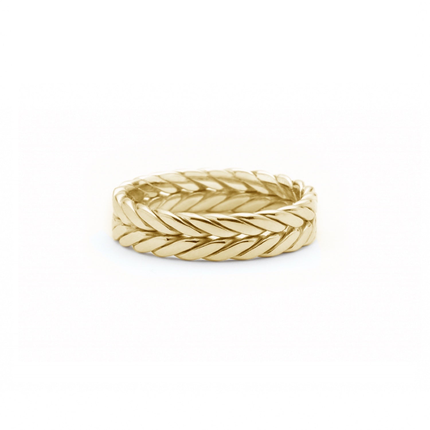 Signature Braided Polished Finish Flat Surface 4-5 mm Wedding Band in Yellow Gold