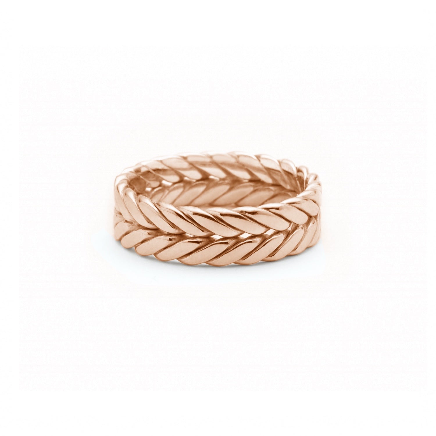 Signature Braided Polished Finish Flat Surface 6-7 mm Wedding Band in Rose Gold