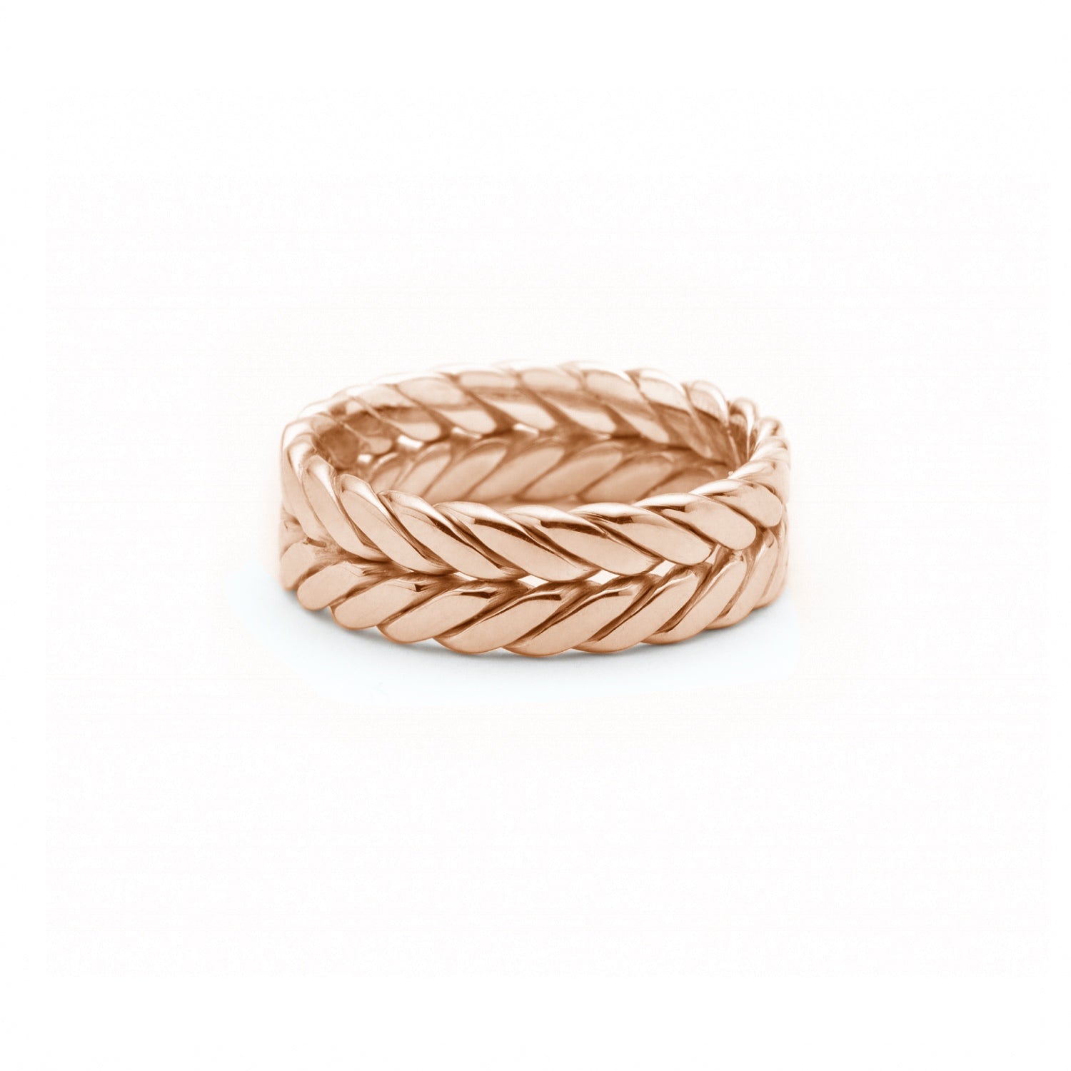 Signature Braided Polished Finish Flat Surface 8-9 mm Wedding Band in Rose Gold