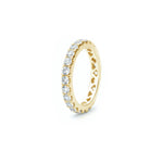 Signature Round Brilliant Cut Diamond French V-Split Set Eternity Ring in Yellow Gold Side View