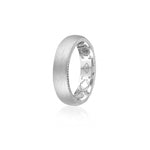 Step Motif Brushed Finish Comfort Fit 6-7 mm Wedding Band in Platinum