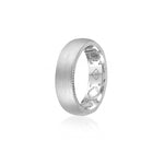 Step Motif Brushed Finish Comfort Fit 8-9 mm Wedding Band in Platinum