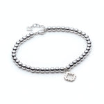 Step Motif Charm Beaded Bracelet in Sterling Silver