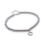 Step Motif Charm Beaded Bracelet in White Gold