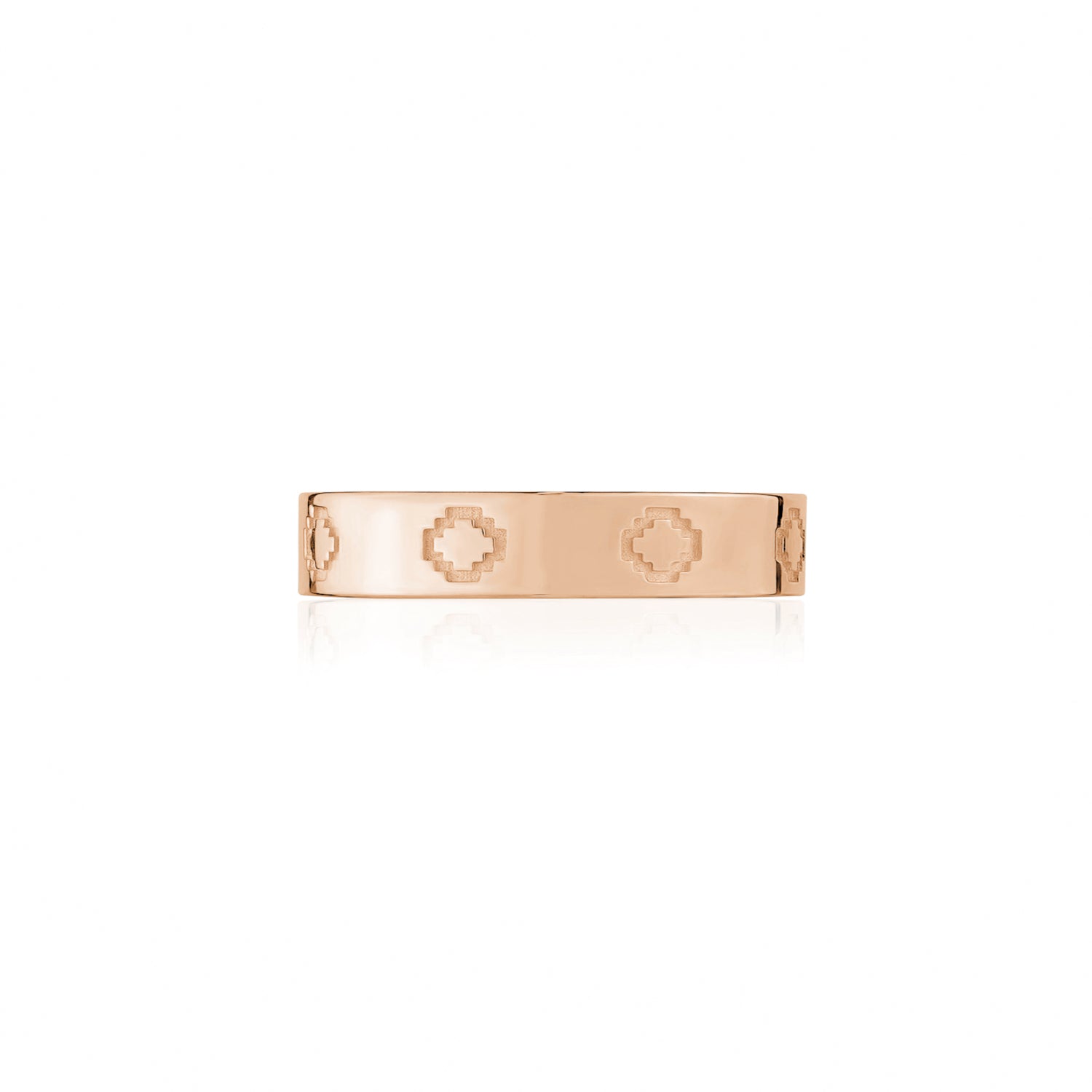 Step Motif Polished Finish Square Edge Wedding Band in Rose Gold