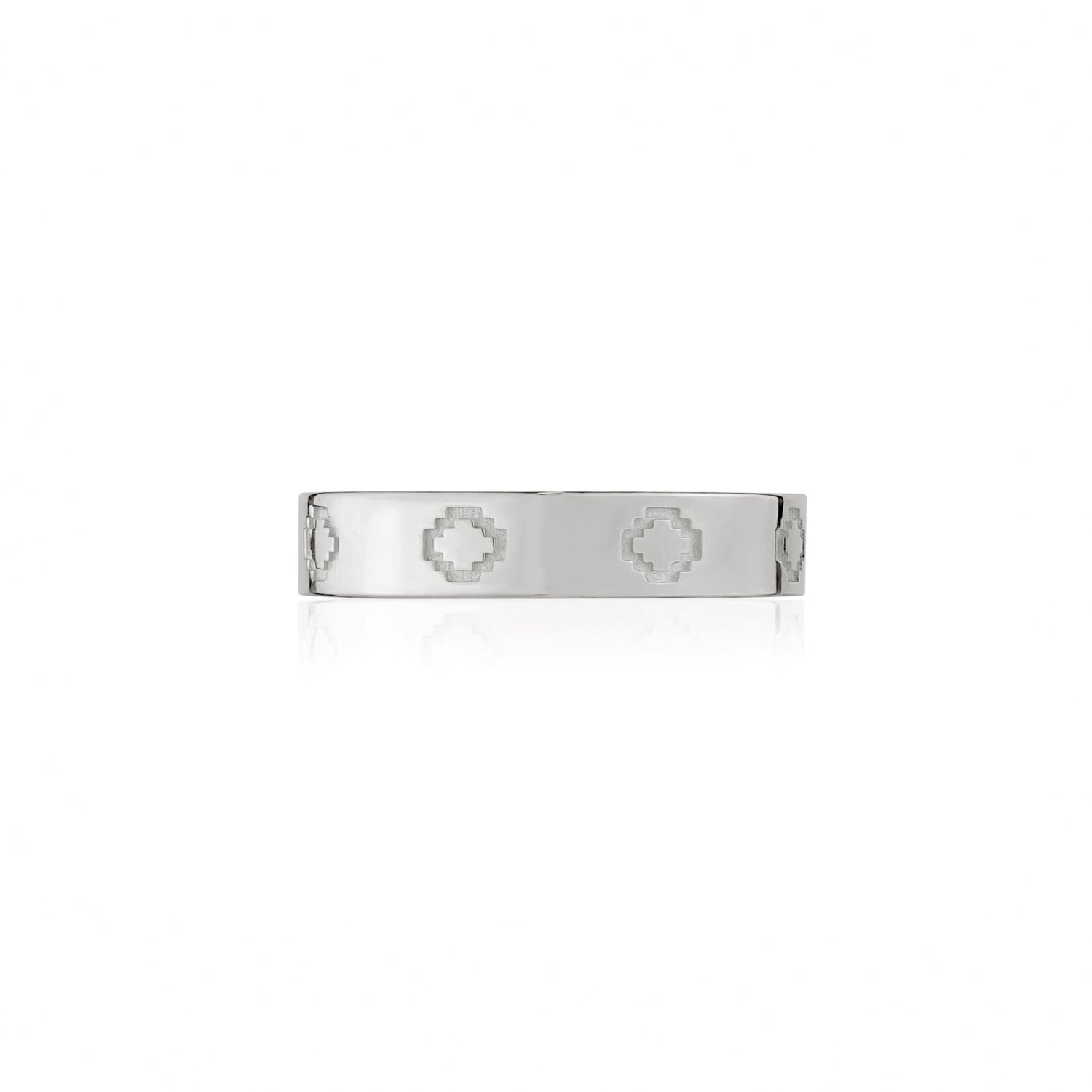 Step Motif Polished Finish Square Edge Wedding Band in White Gold
